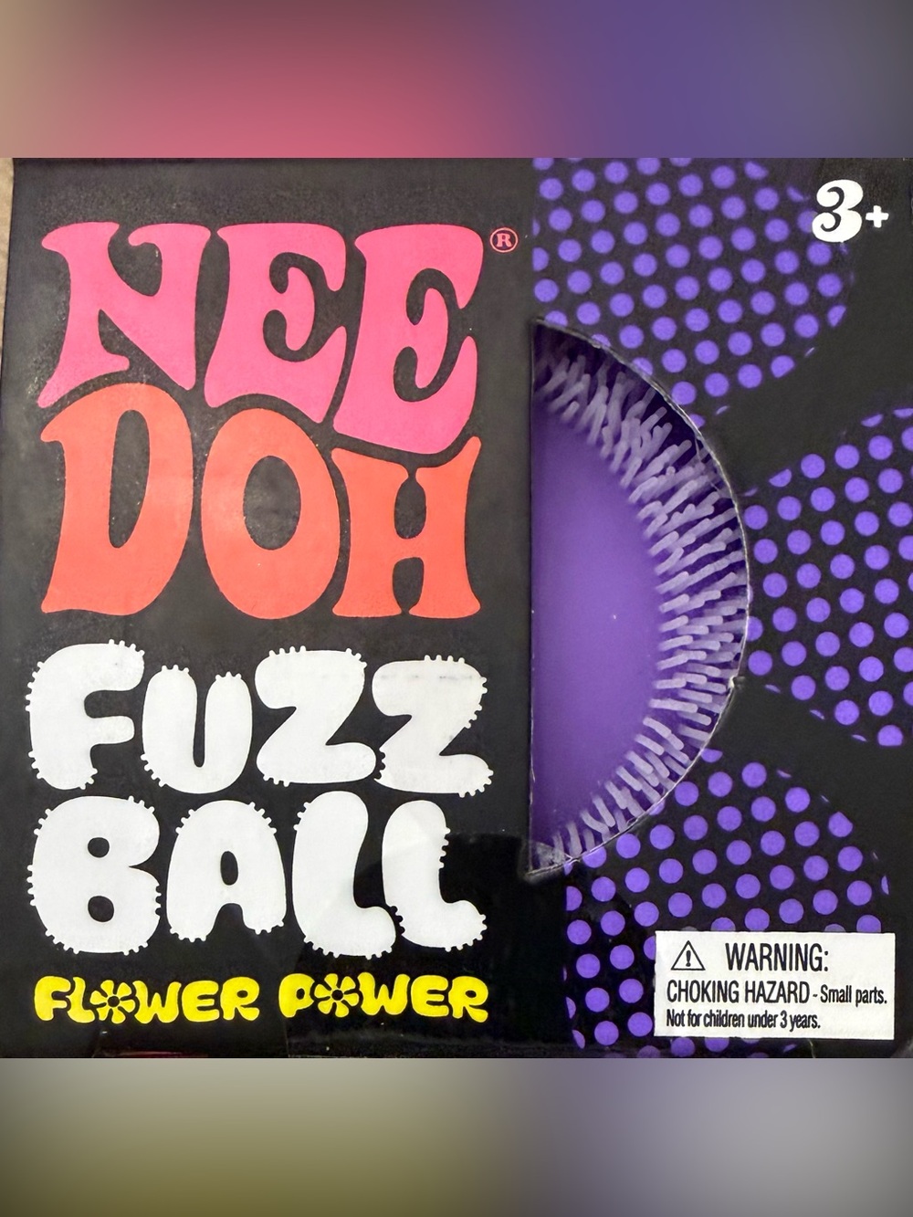 SCHYLLING NEEDOH FLOWER POWER PURPLE FUZZ BALL VELVET SQUEEZE TOY NEW IN BOX